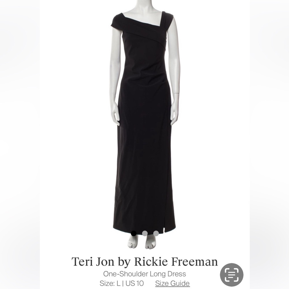 Teri Jon by Rickie Freeman asymmetrical one shoulder black formal Dress size 10